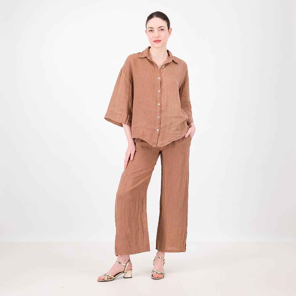 QVC LUCREZIA SCIORTINO Pantaloni Ampi In Lino Con Spacchi