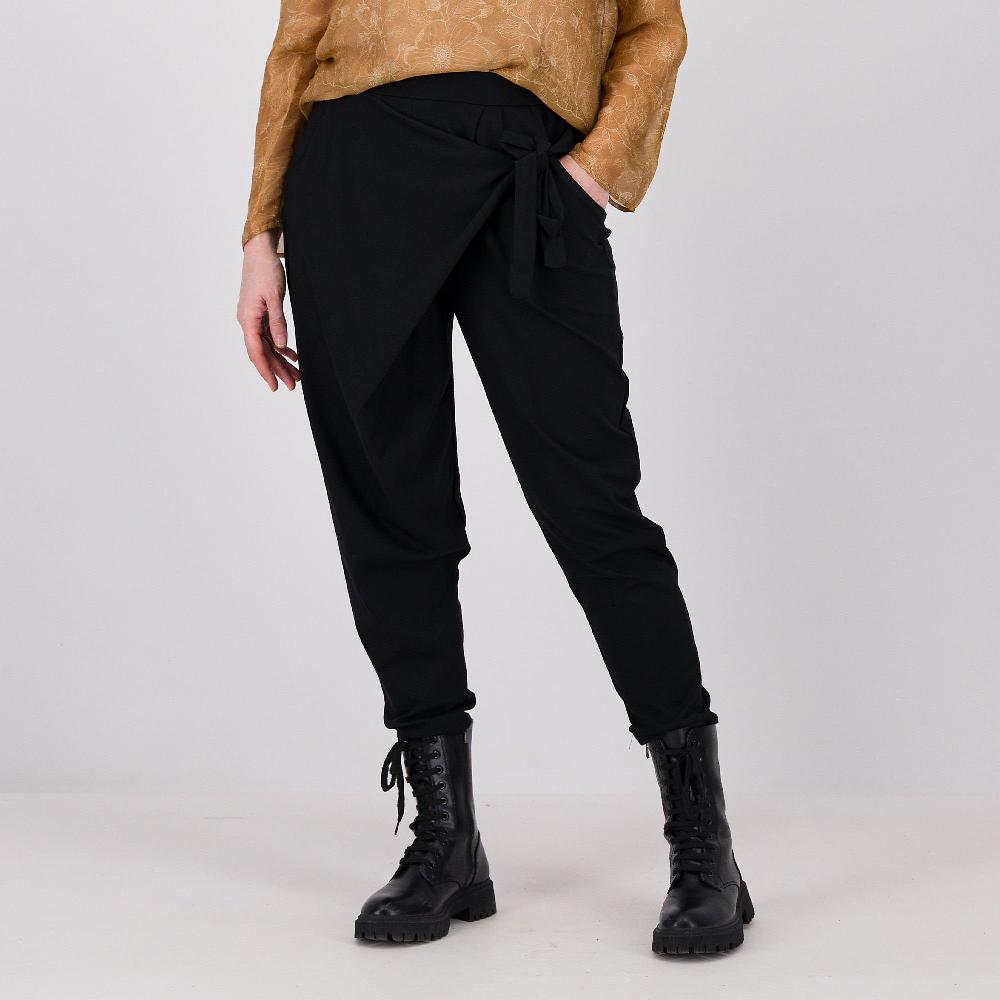 QVC LUCREZIA SCIORTINO Pantaloni in punto Milano di viscosa con piegone e laccio