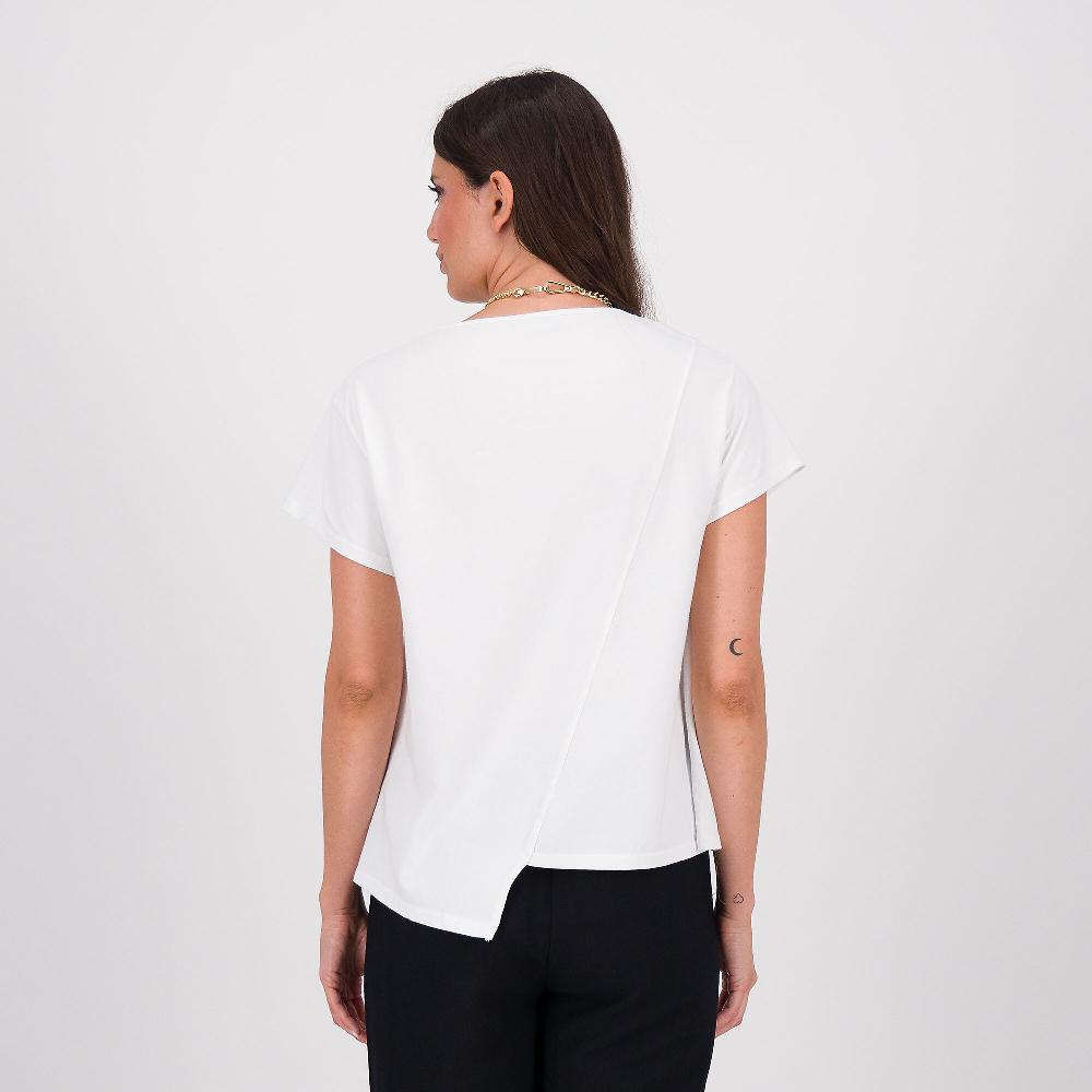 QVC LUCREZIA SCIORTINO T-Shirt Asimmetrica In Cotone Stretch