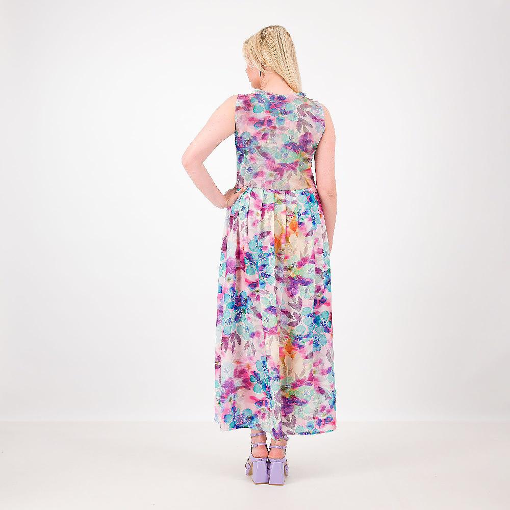 QVC M’ama Abito Lungo Fantasia In Tulle E Georgette Gonna Con Incrocio Made In Italy