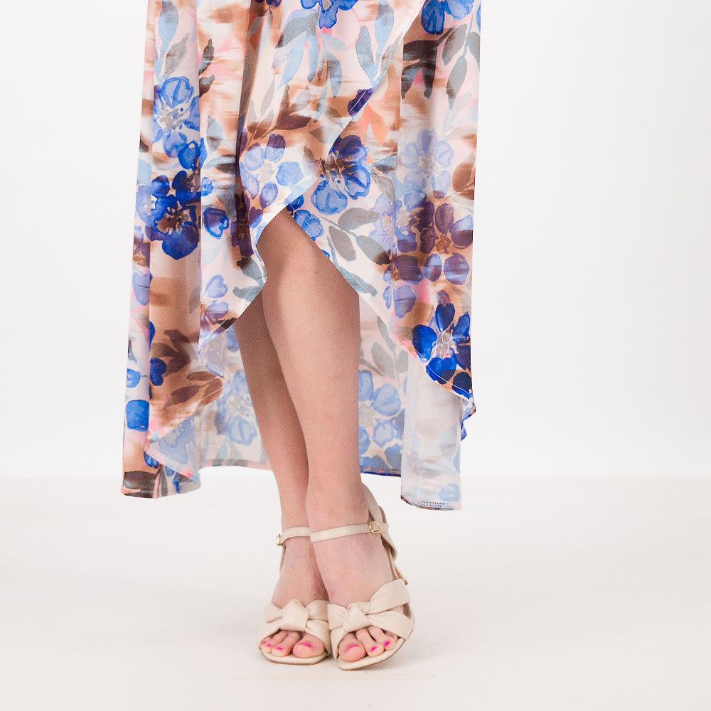 QVC M’ama Abito Lungo Fantasia In Tulle E Georgette Gonna Con Incrocio Made In Italy