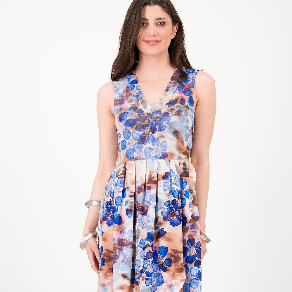 QVC M’ama Abito Lungo Fantasia In Tulle E Georgette Gonna Con Incrocio Made In Italy