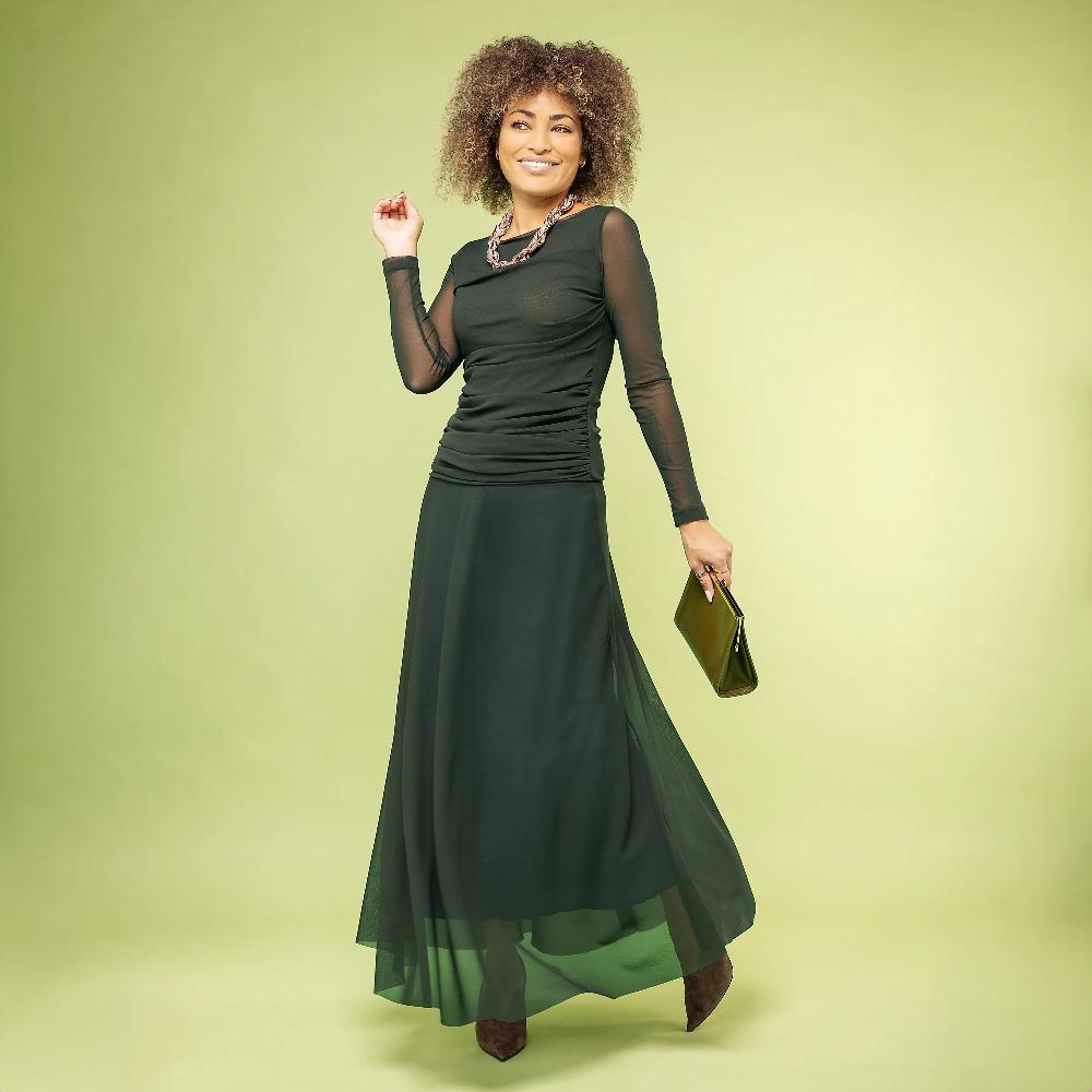 QVC M’ama Abito Lungo In Tulle Doppiato Con Gonna Mezzaruota
