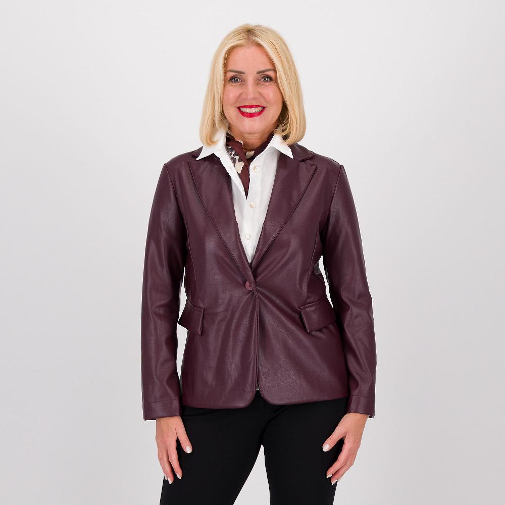 QVC M’ama Blazer in tessuto spalmato con collo revers