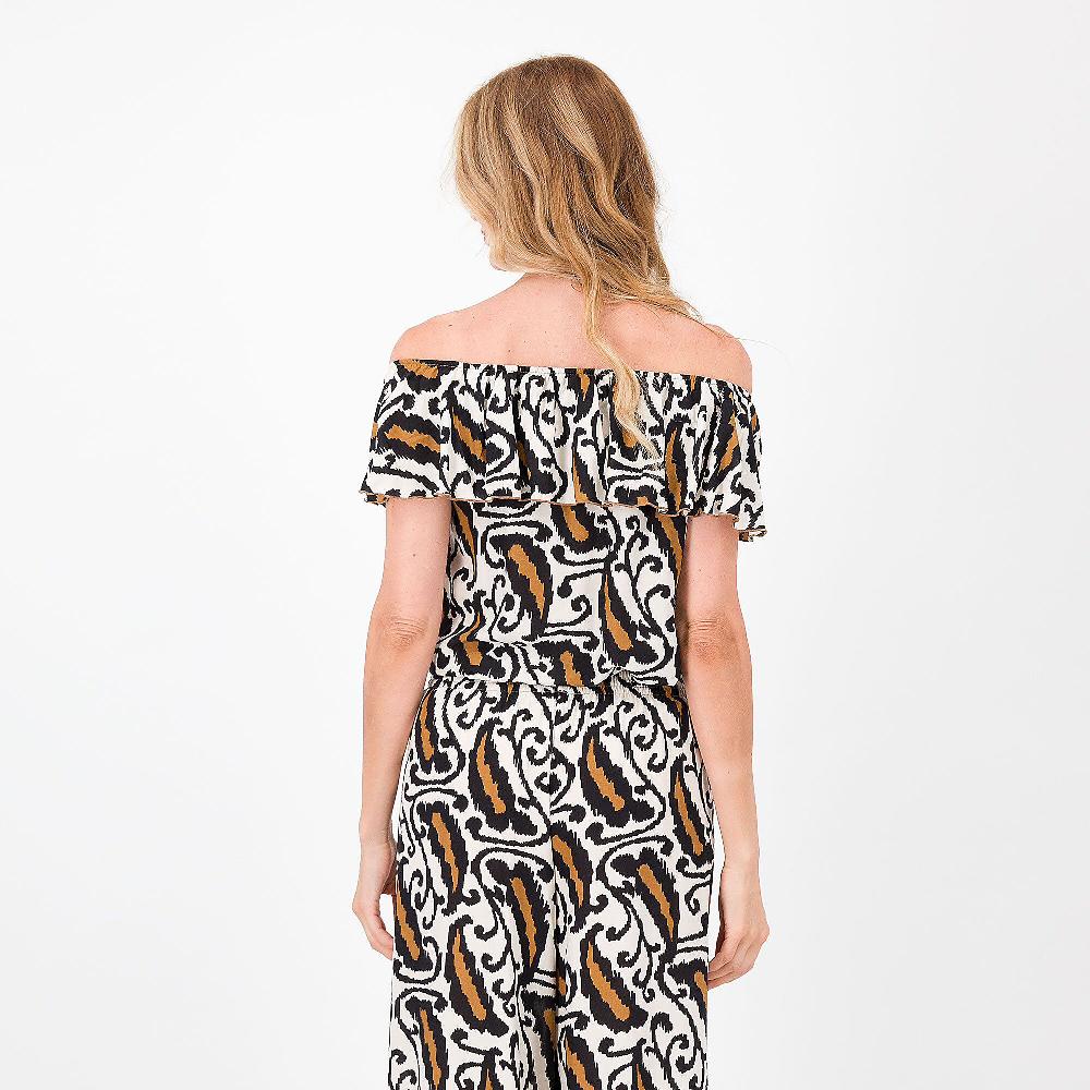 QVC M'ama Blusa A Manica Corta In Viscosa Fantasia Con Volant
