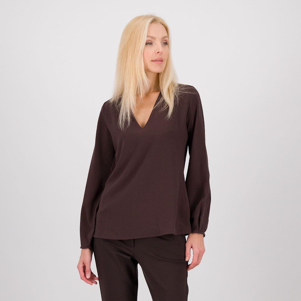 QVC M’ama Blusa in creponne con scollo a V e maniche lunghe