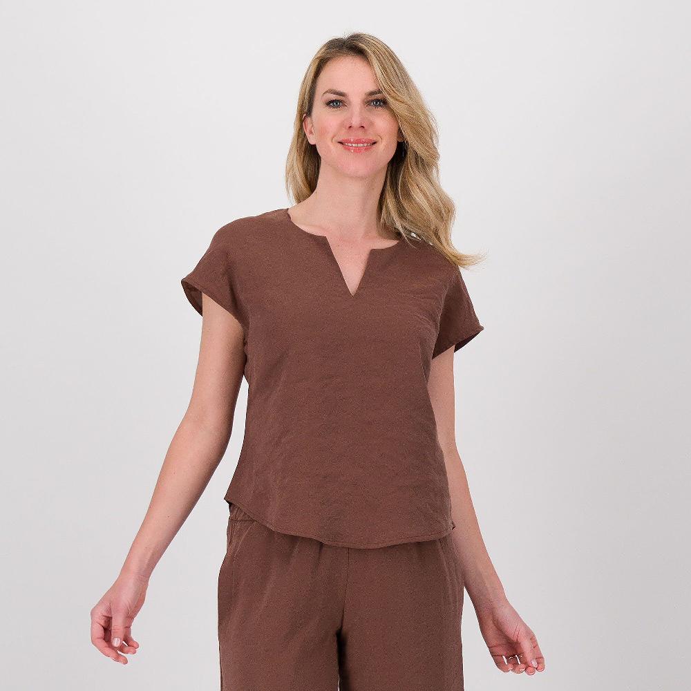 QVC M’ama Blusa sciancrata in misto modal con zip dietro