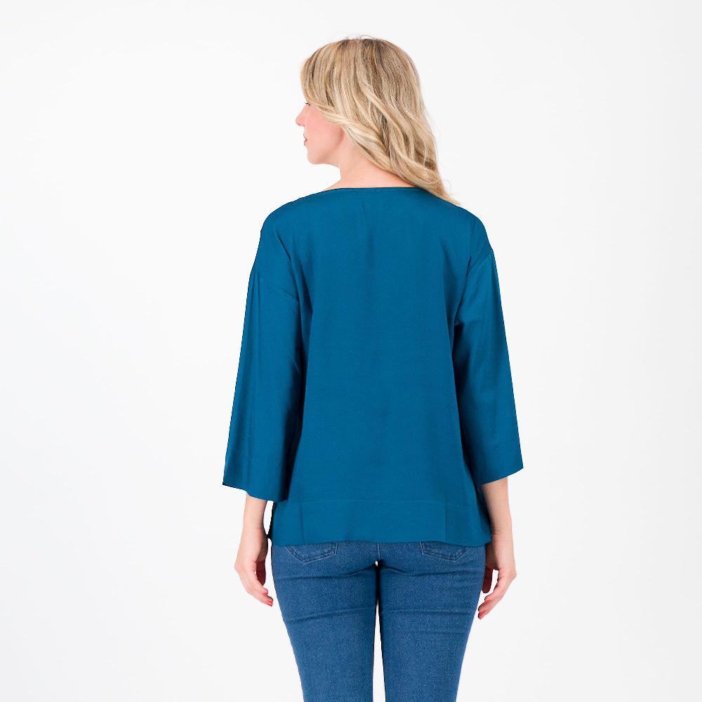QVC M'ama Blusa Scollo Ampio In Raso Di Viscosa Con Tasca
