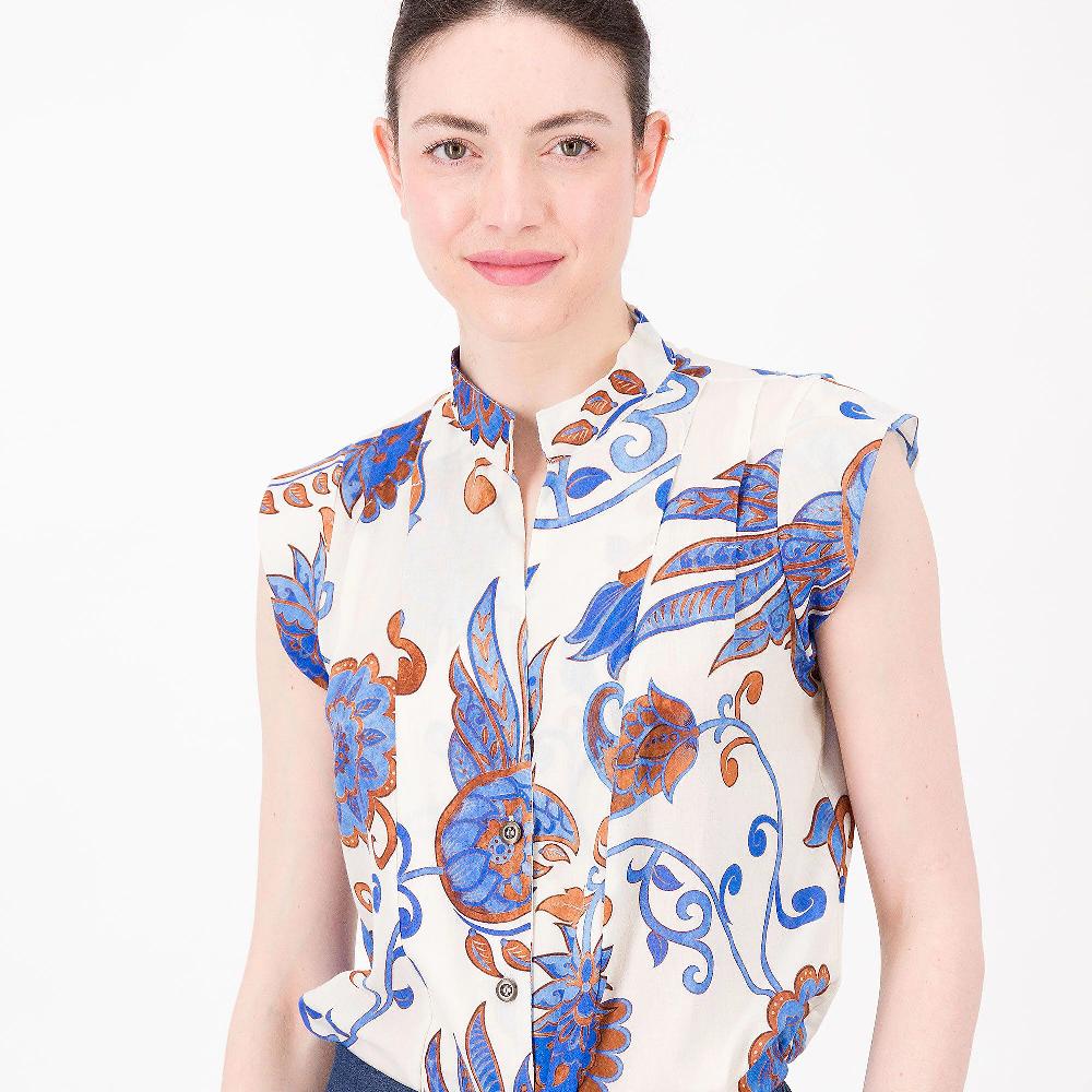 QVC M’ama Camicia Fantasia Mussola 100% Cotone Motivo Pieghe Made In Italy