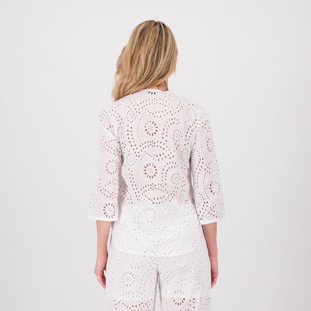 QVC M’ama Camicia In Cotone Sangallo Con Maniche 3/4