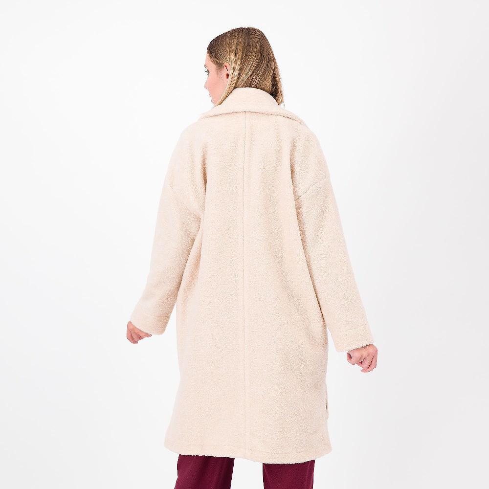QVC M'ama Cappotto In Maglia Effetto Bouclé Con Dettaglio In Raso