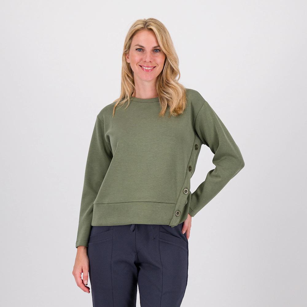 QVC M’ama Felpa girocollo con apertura asimmetrica e bottoni