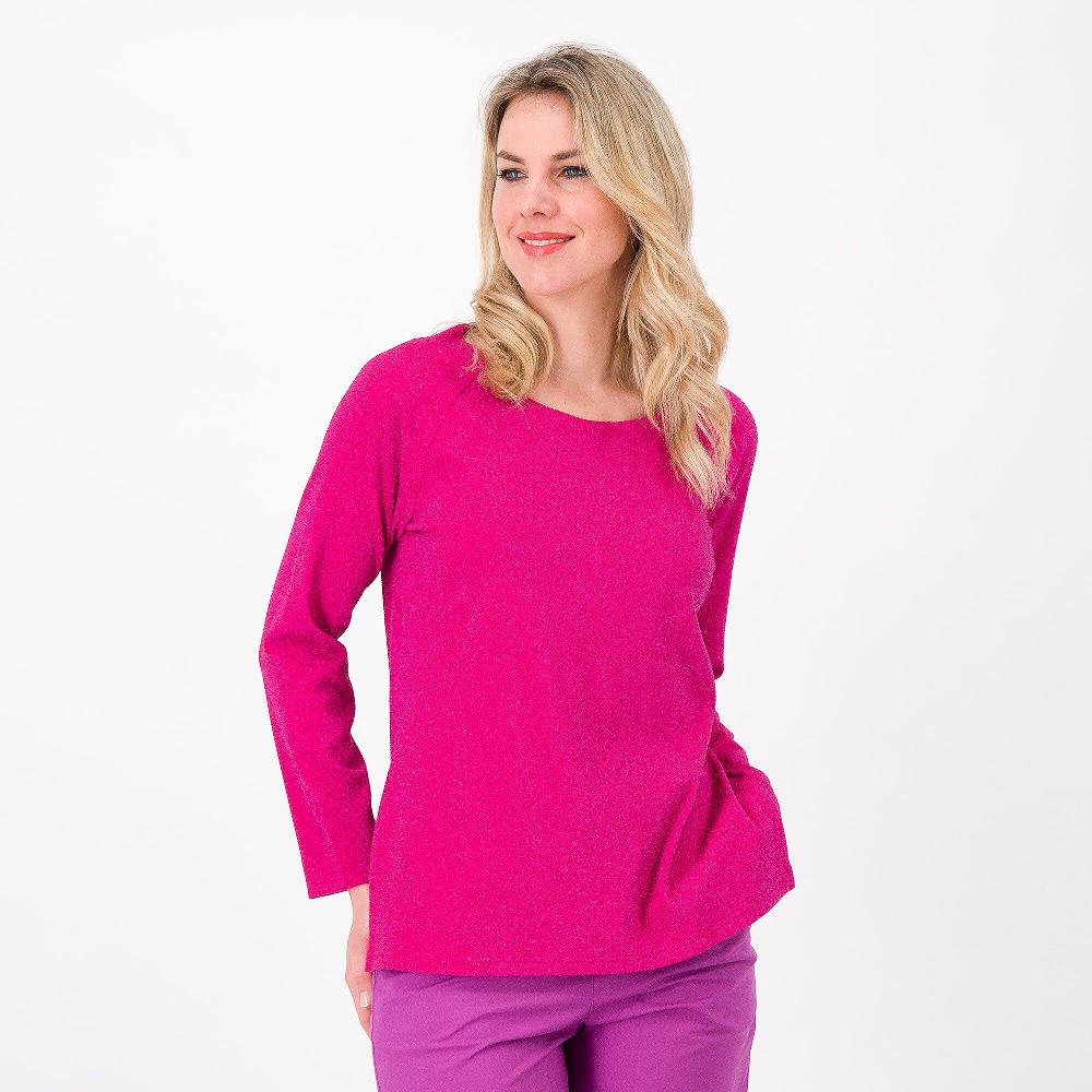 QVC M'ama Felpa in misto viscosa lamé con maniche raglan