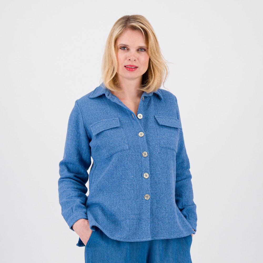 QVC M’ama Giacca/camicia In Tweed Con Tasche E Patta