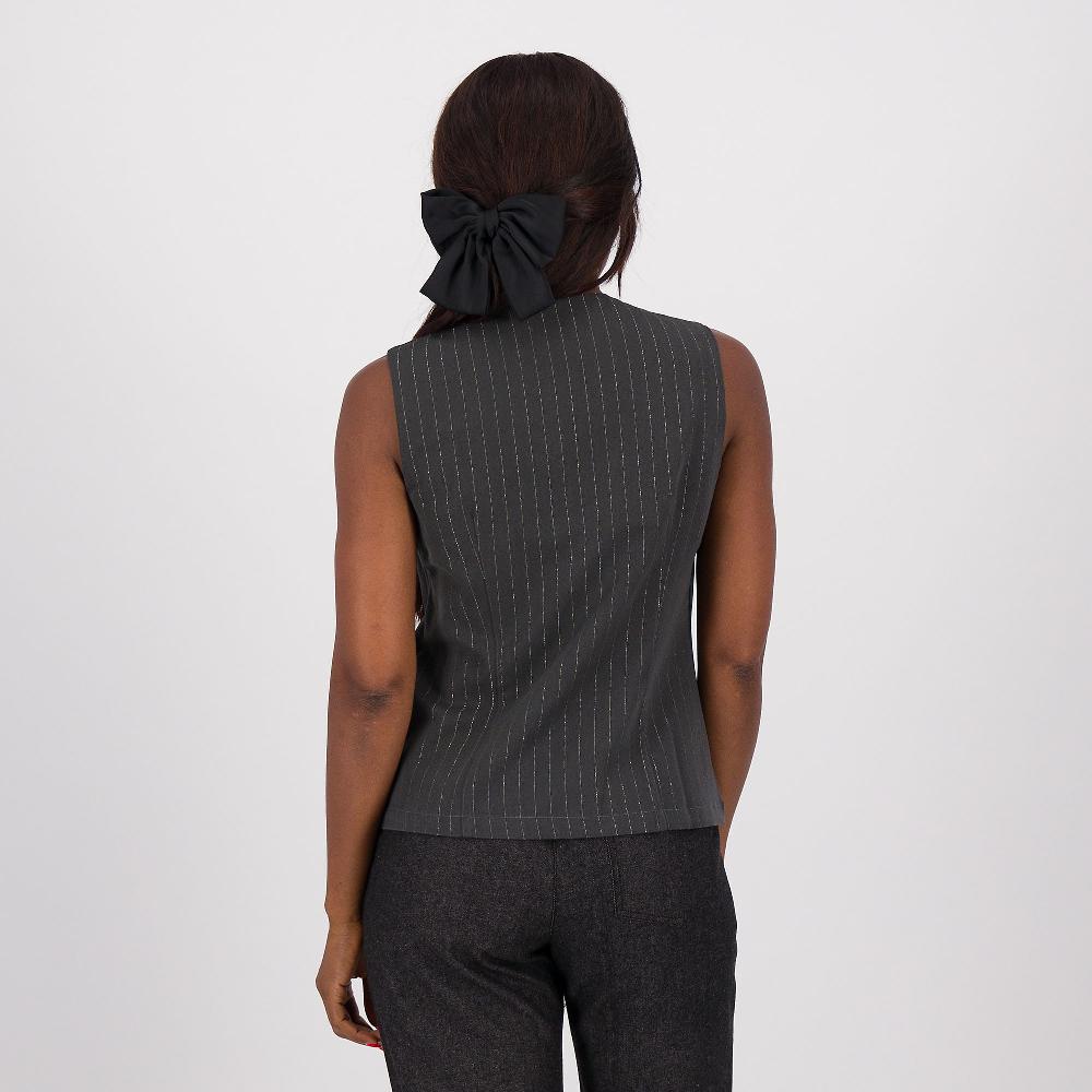 QVC M’ama Gilet A Tre Bottoni Con Motivo Gessato In Lamé