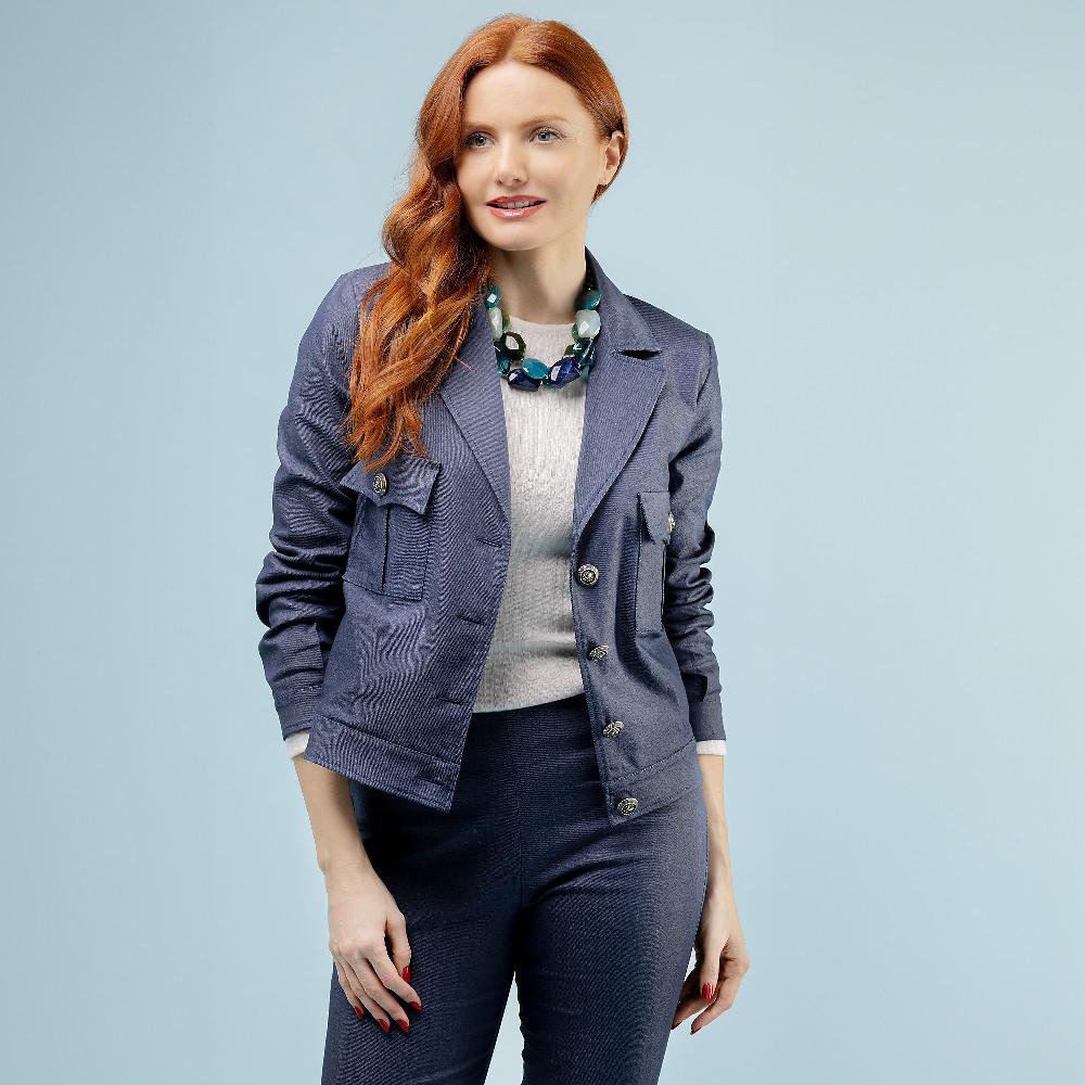 QVC M’ama Giubbino Jeans In cotone stretch Bottoni in metallo Made in Italy