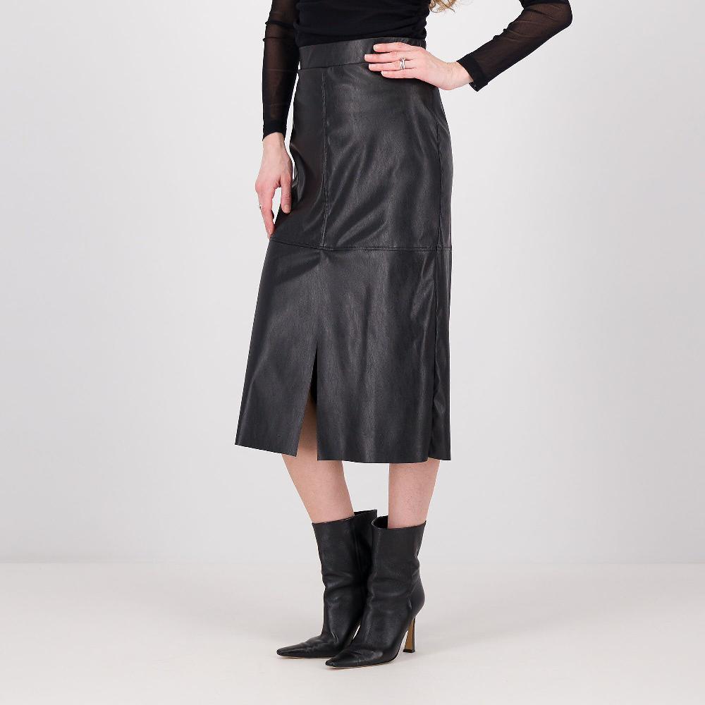 QVC M’ama Gonna midi in tessuto spalmato con spacco davanti