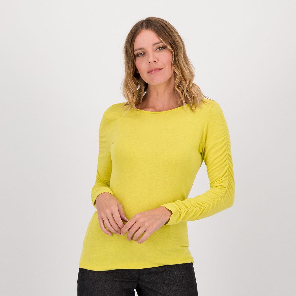 QVC M’ama Maglia in jersey con scollo a barca e maniche arricciate