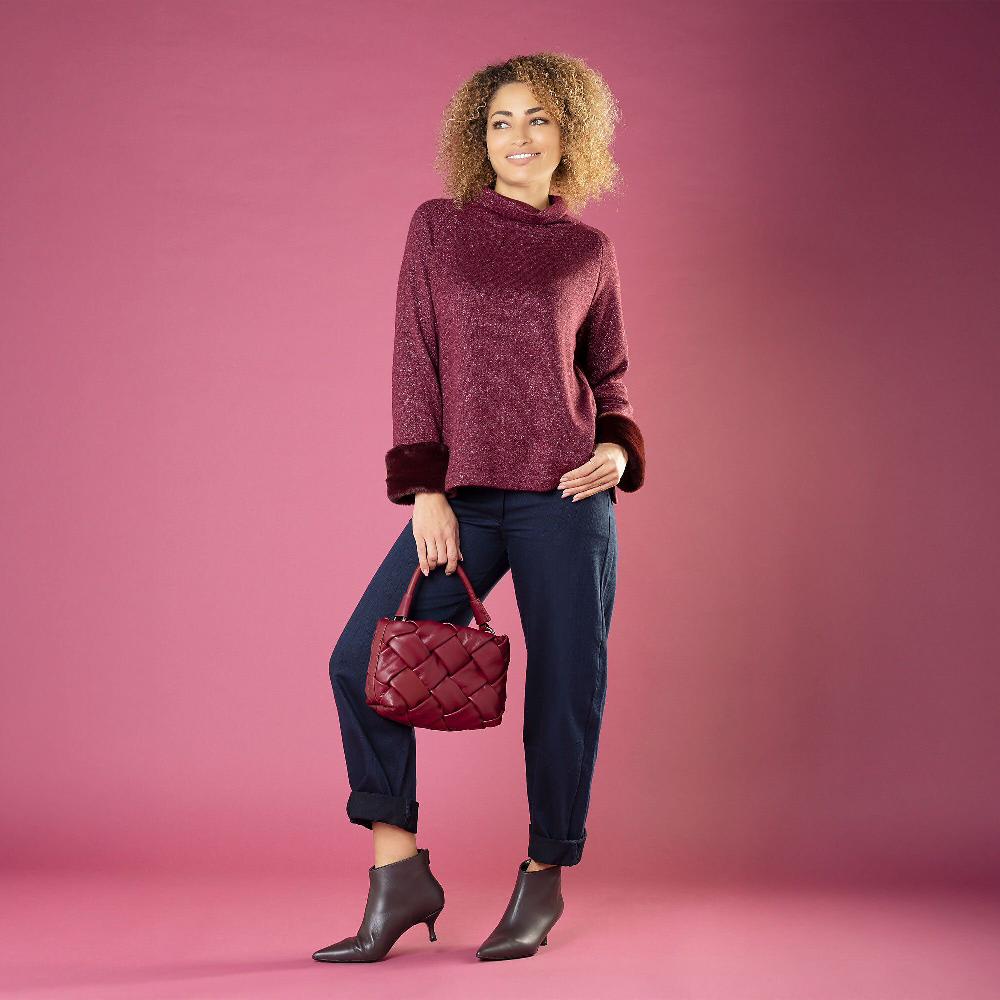 QVC M'ama Maglia in misto viscosa con polsi in pelo sintetico