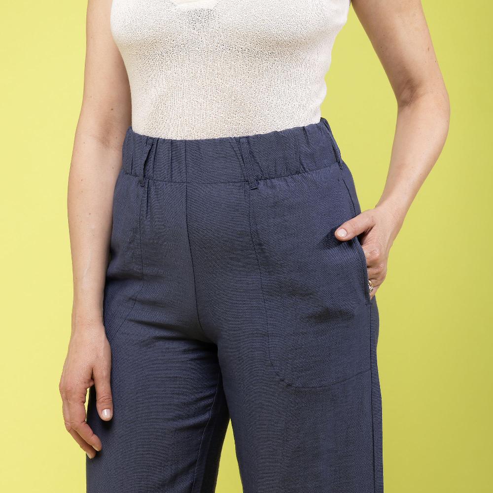 QVC M’ama Pantaloni Ampi In Lino E Viscosa Effeto Mosso Made In Italy