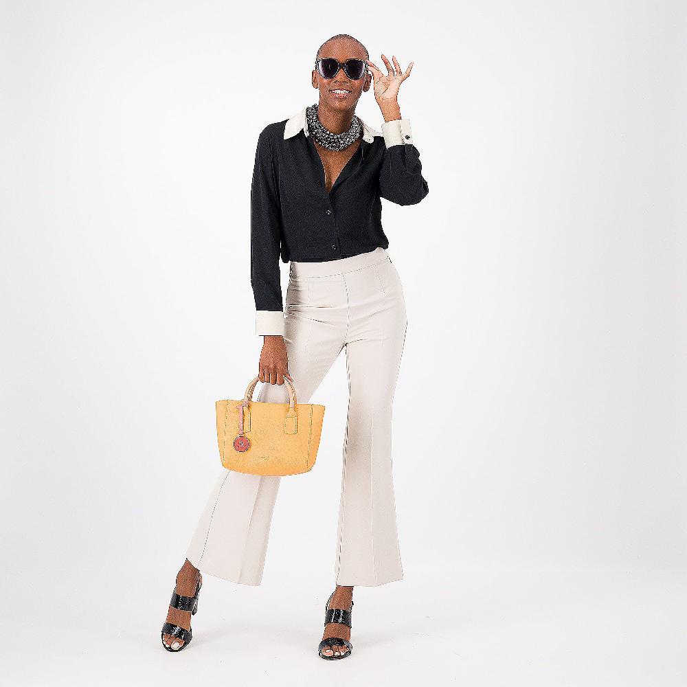 QVC M'ama Pantaloni Balloon In Felpa Di Cotone Stretch Dettagli Raso
