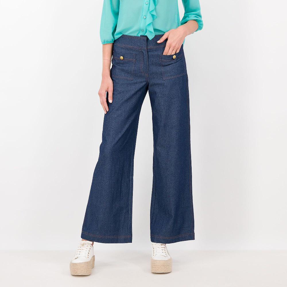 QVC M’ama Pantaloni tela jeans Tasche applicate con bottone decorativo Made in Italy