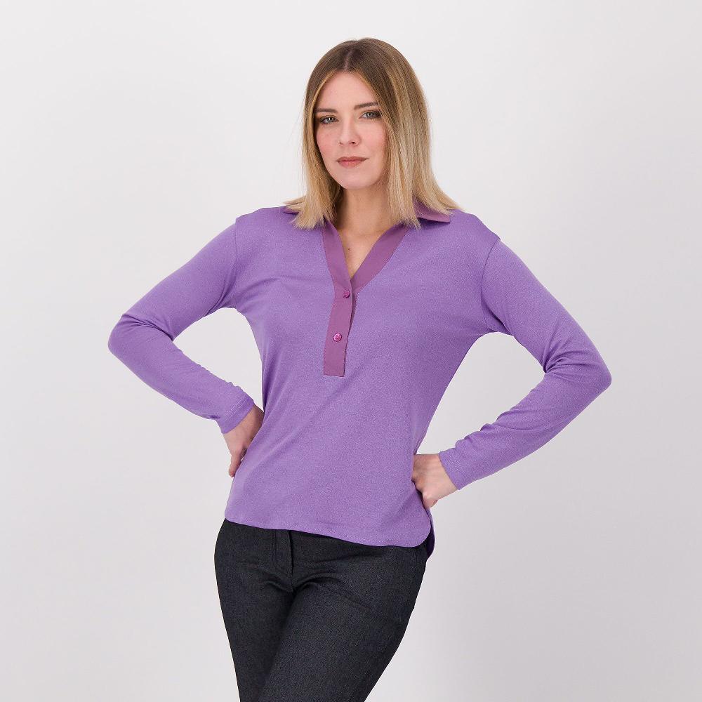 QVC M’ama Polo in jersey misto viscosa effetto lucido