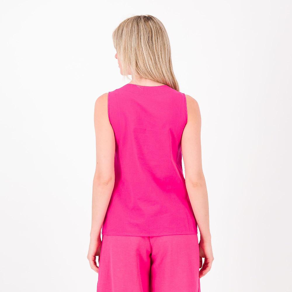 QVC M’ama Top Incrociato In Tela 100% Cotone Applicazione Macramé Made In Italy