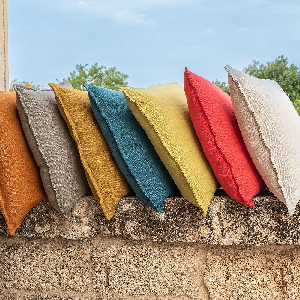 QVC Maddalena Home Cuscino Quadrato 100% Lino Impuntura Perimetrale 55x55cm