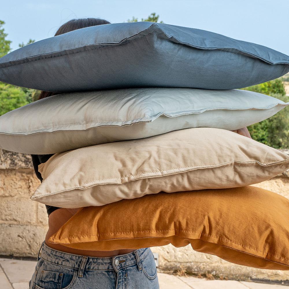 QVC Maddalena Home Cuscino Quadrato Misto Lino Impuntura Perimetrale 55x55cm