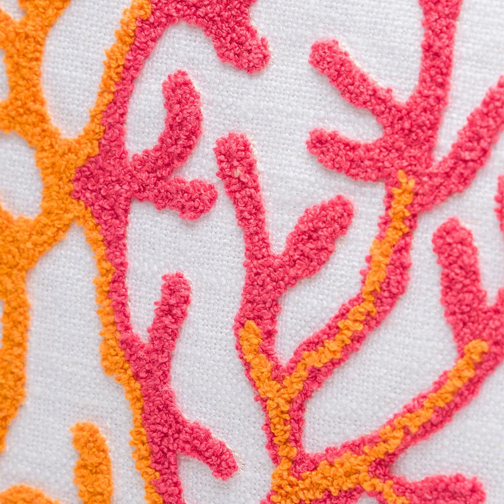 QVC Maddalena Home Cuscino Quadrato Misto Lino Ricamo Corallo 50x50cm