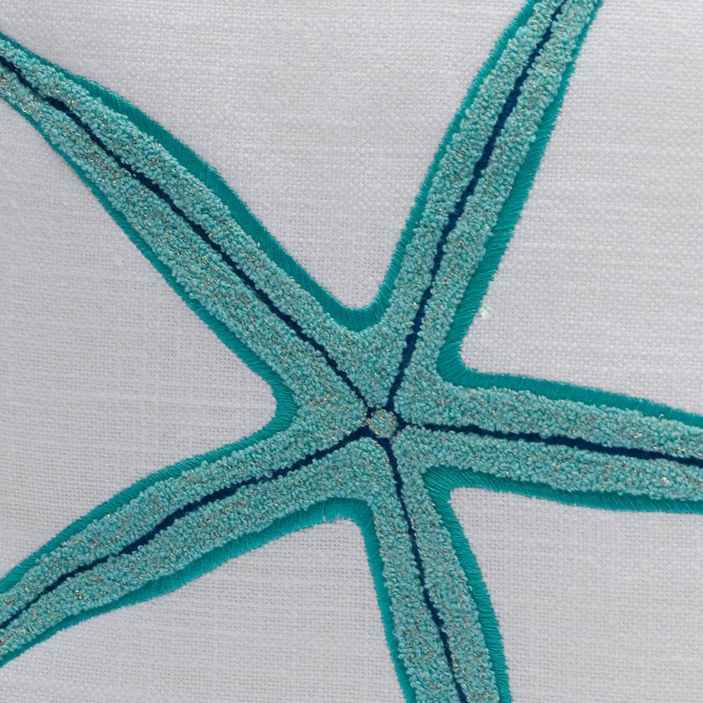 QVC Maddalena Home Cuscino Quadrato Misto Lino Ricamo Stella Marina 45x45cm