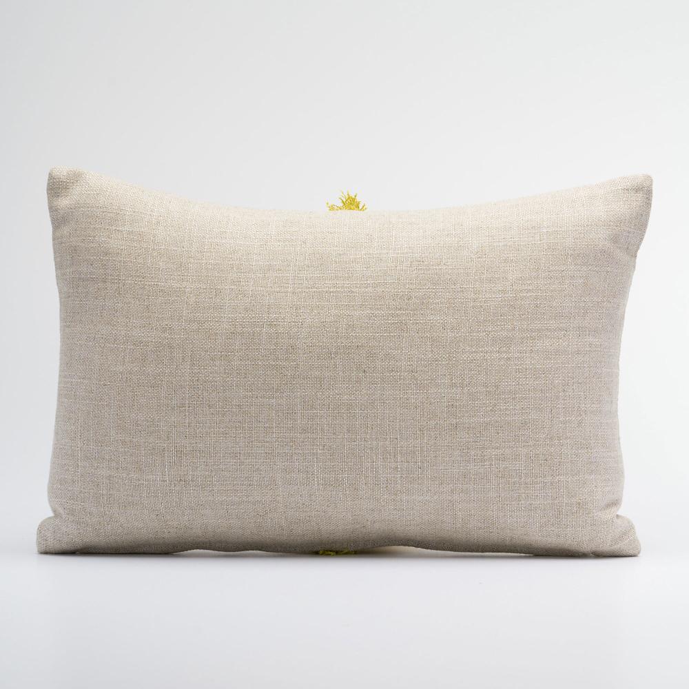 QVC Maddalena Home Cuscino Rettangolare Misto Lino Frangetta Centrale 30x45cm