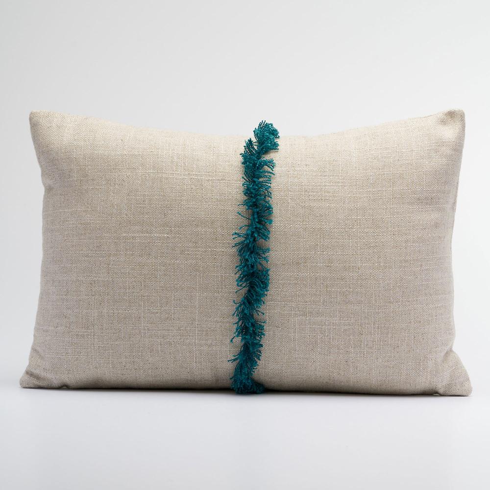 QVC Maddalena Home Cuscino rettangolare misto lino frangetta centrale 30x45cm