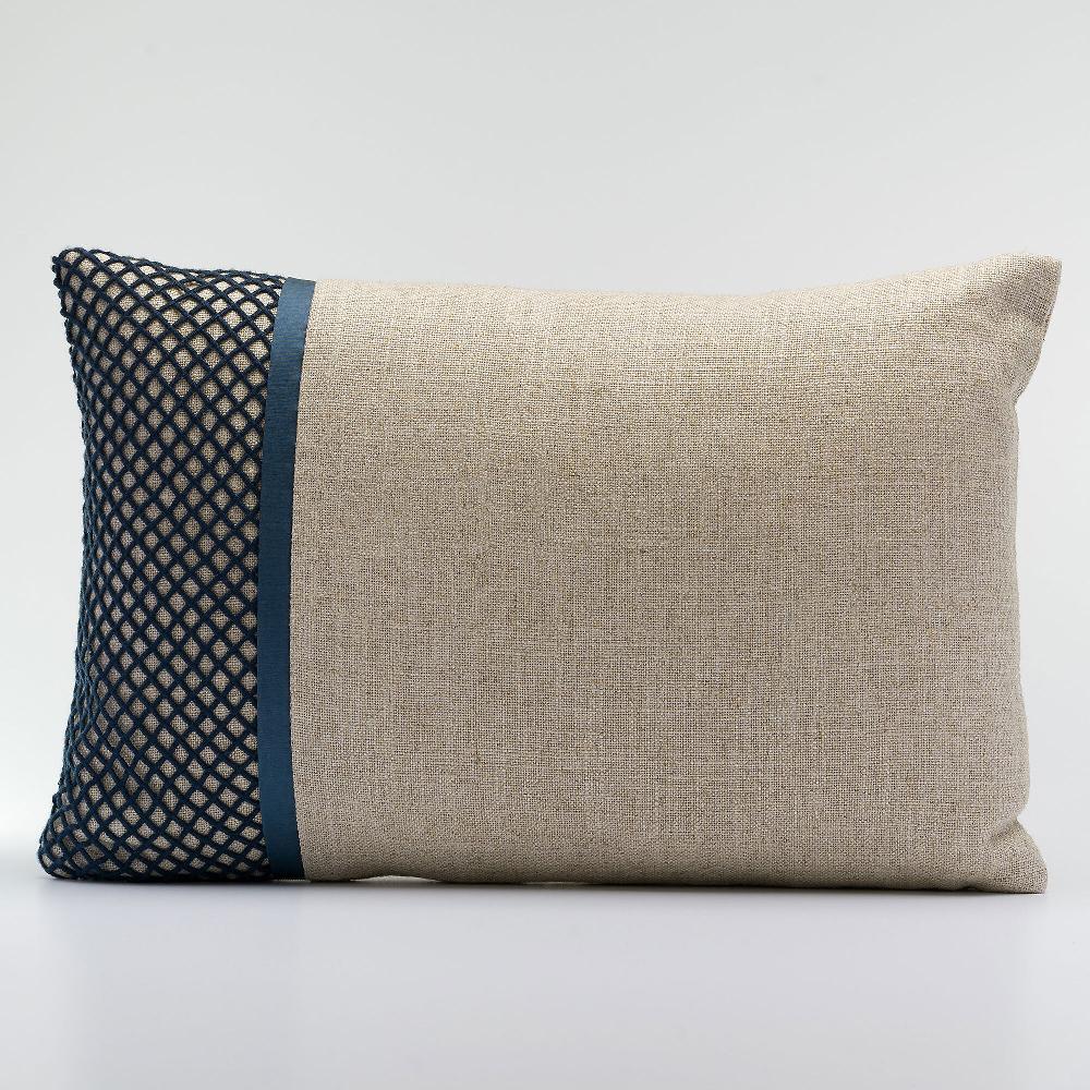 QVC Maddalena Home Cuscino rettangolare misto lino inserto macramè 30x45cm