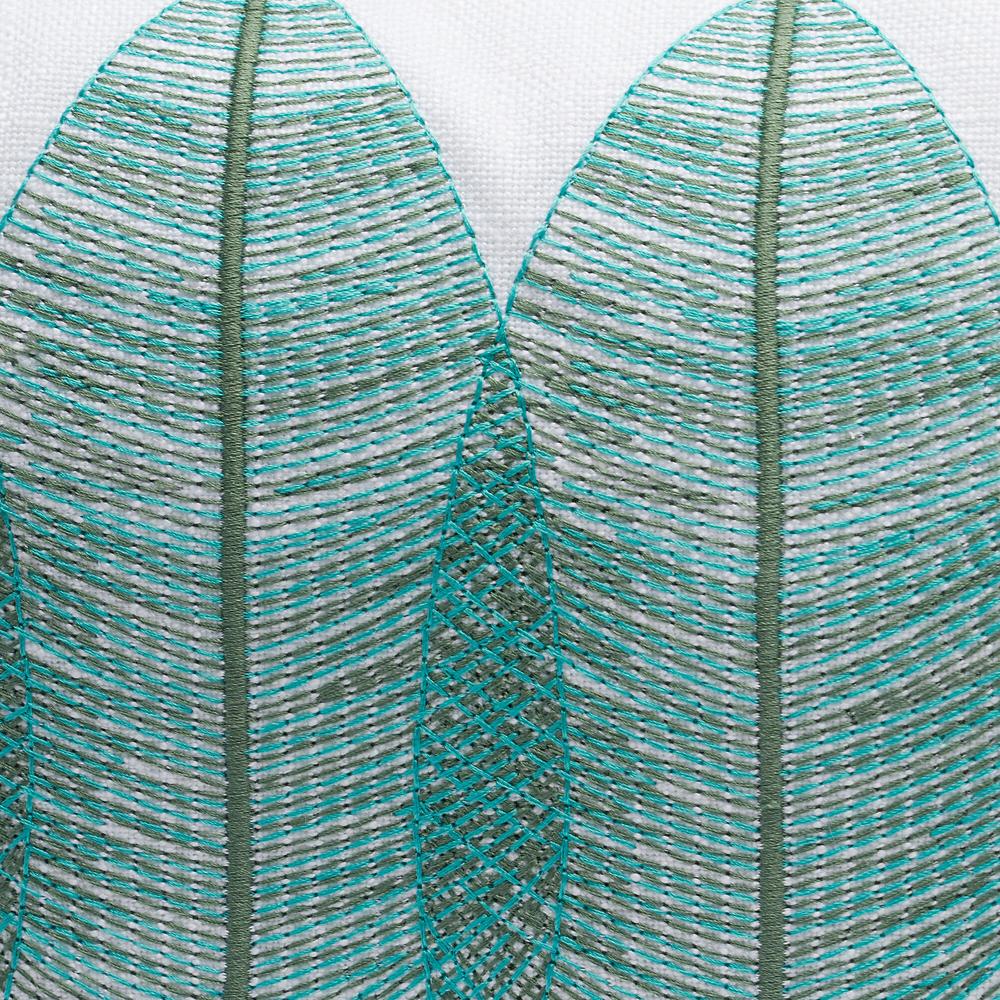 QVC Maddalena Home Cuscino Rettangolare Misto Lino Ricamo Foglie 32x50cm