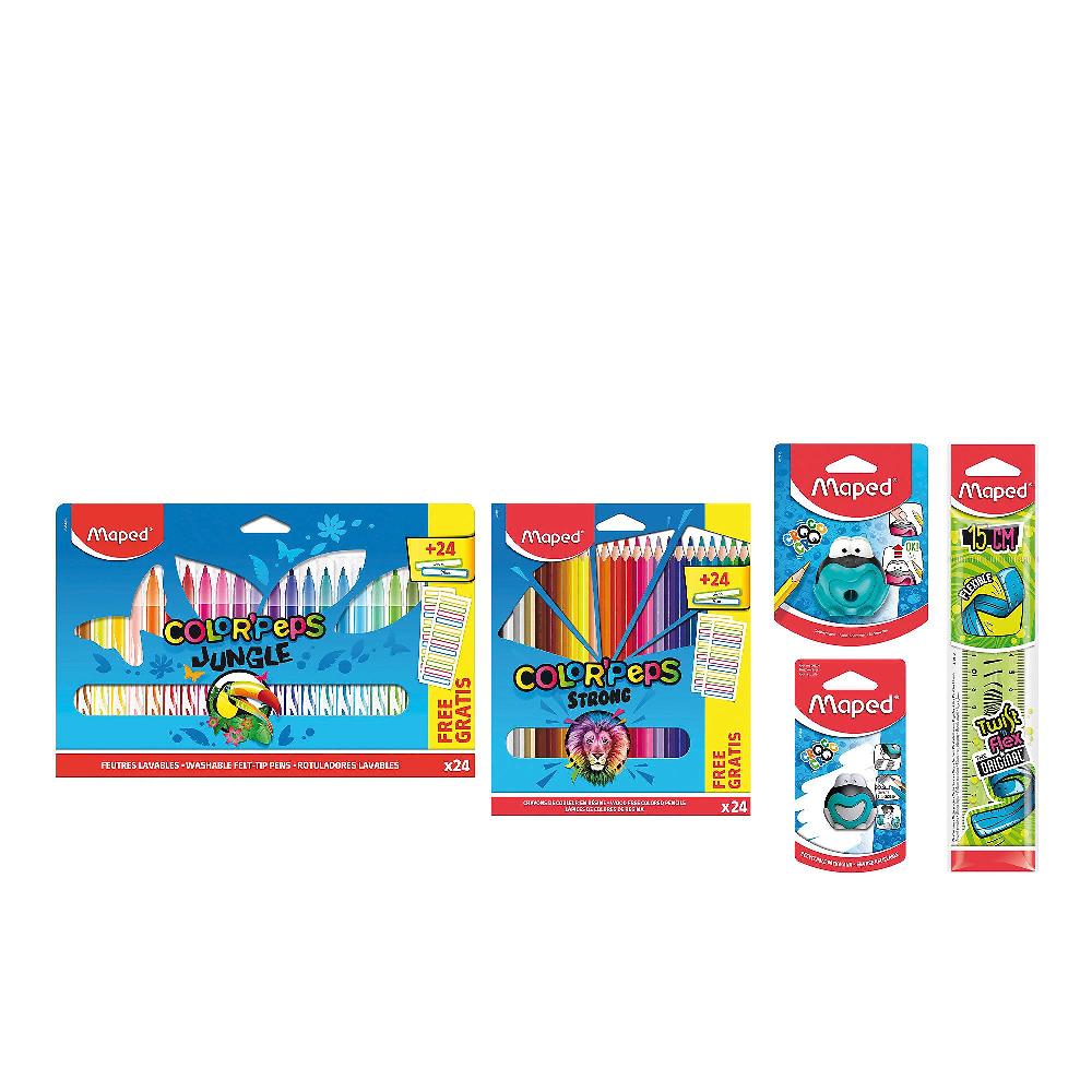 QVC Maped KIT CANCELERIA JUNIOR:gomma Righello Pennarelli Pastelli