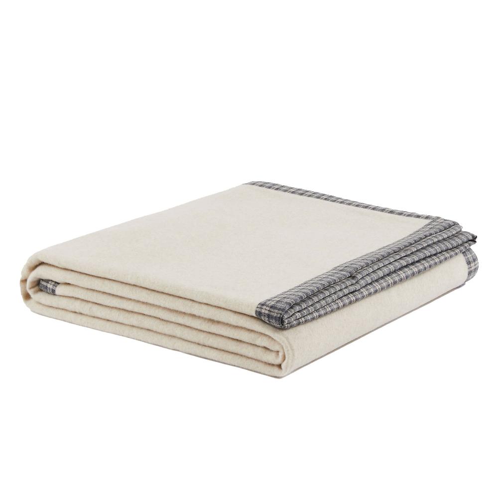 QVC Marzotto Home Coperta Stella in lana e cashmere con bordo scozzese