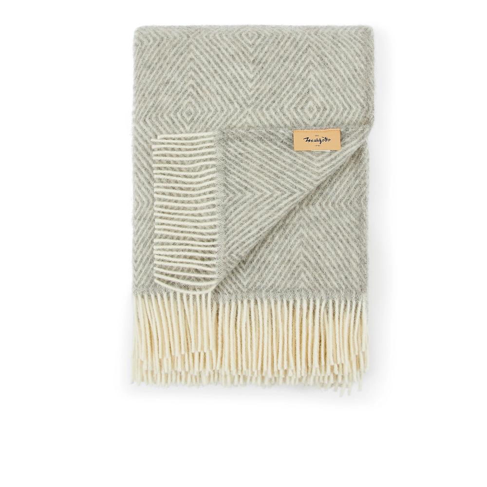 QVC Marzotto Home Plaid Roberto in lana con motivo a rombi e frange