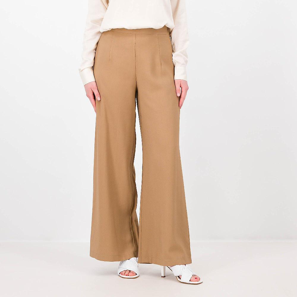 QVC Matilde Design Pantapalazzo in twill di viscosa elastico dietro Made in Italy