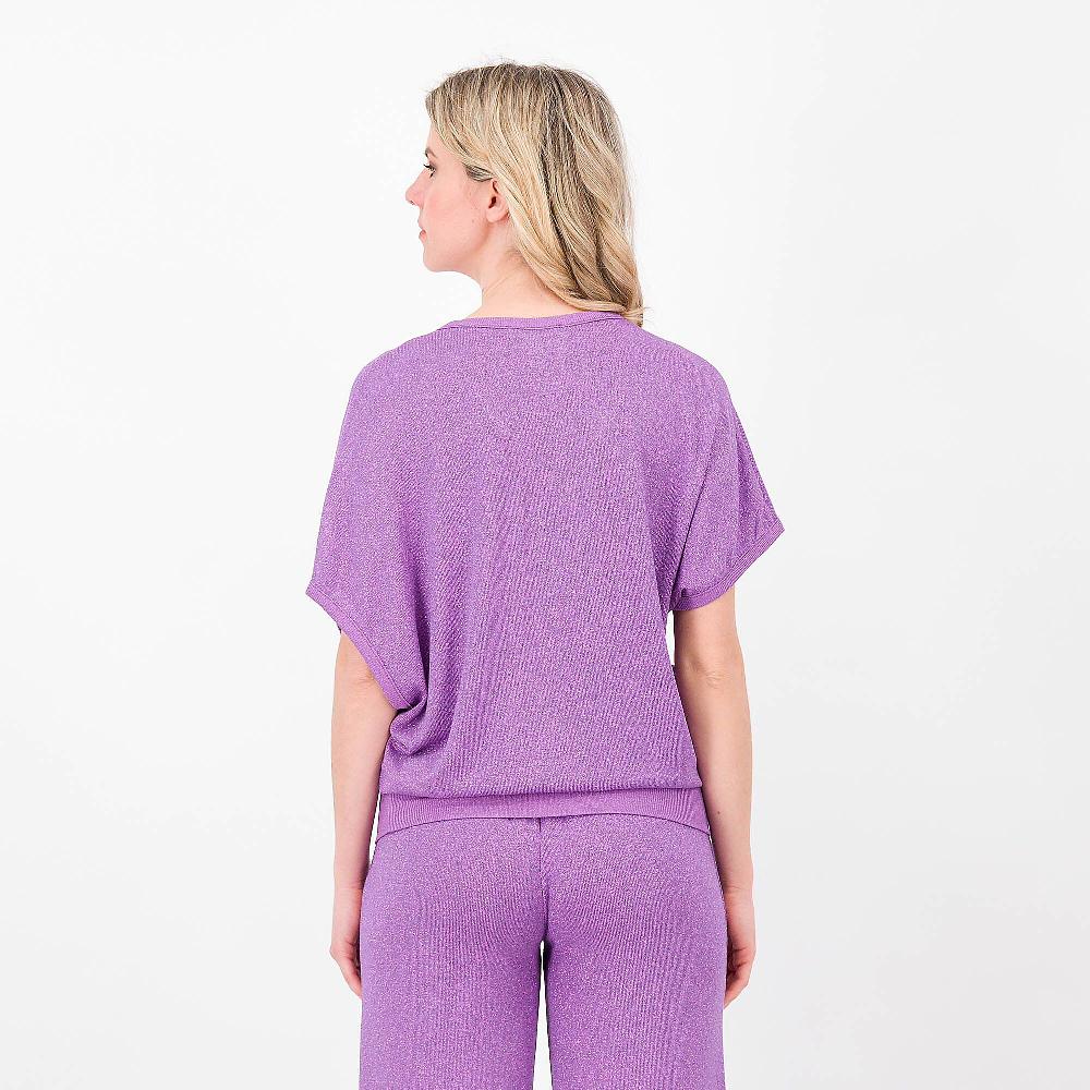 QVC Matilde Design Tunica Scollo A V In Maglia Lamè Manica A Kimono Made In Italy