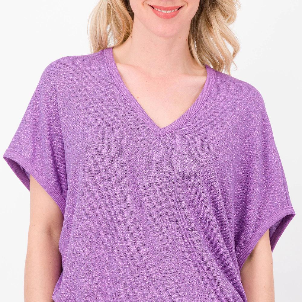 QVC Matilde Design Tunica Scollo A V In Maglia Lamè Manica A Kimono Made In Italy