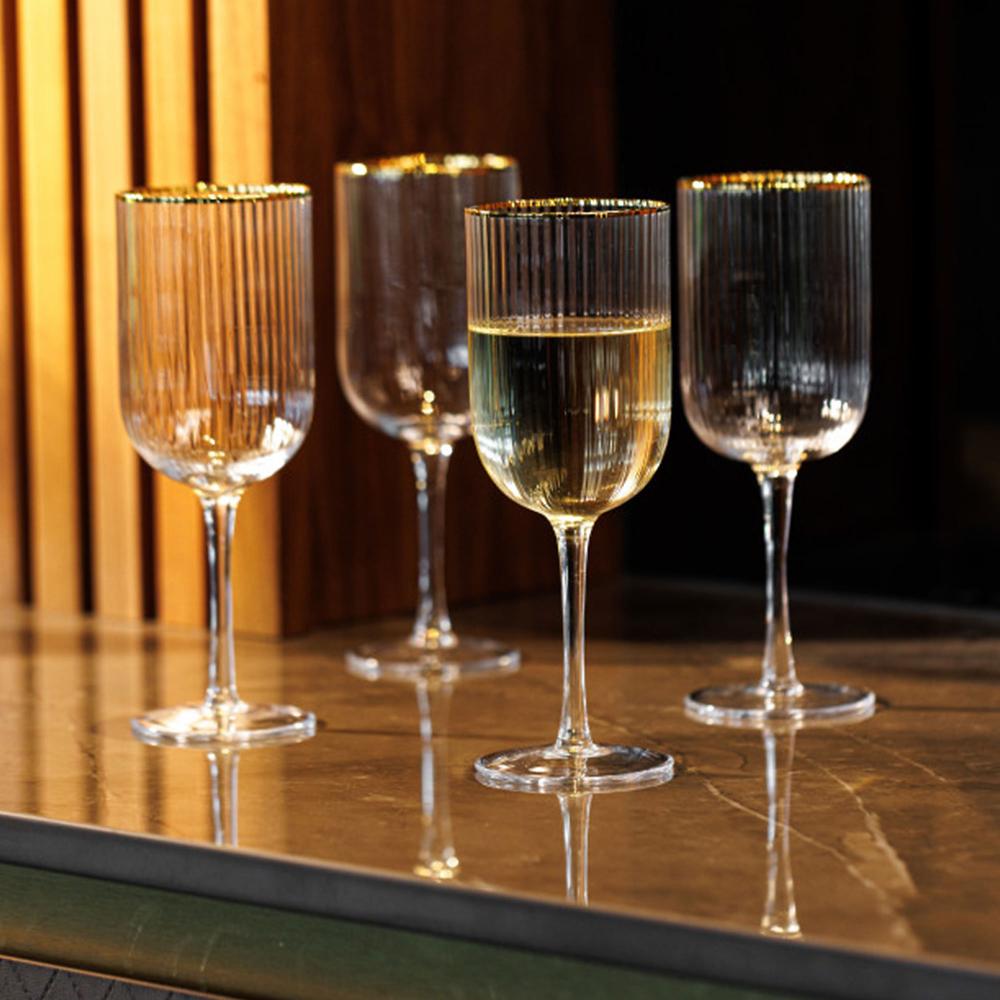 QVC Mikasa 4 bicchieri da vino bianco Sorrento in cristallo rigato