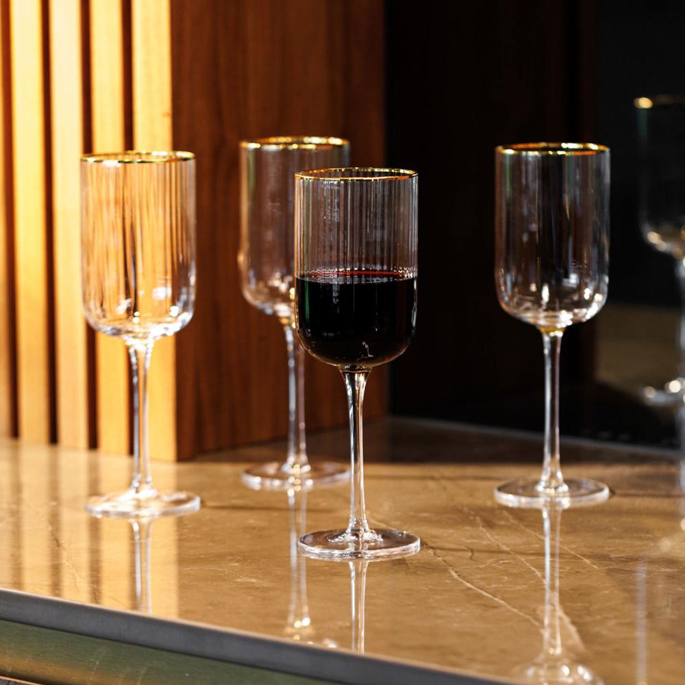 QVC Mikasa 4 bicchieri da vino rosso Sorrento in cristallo rigato