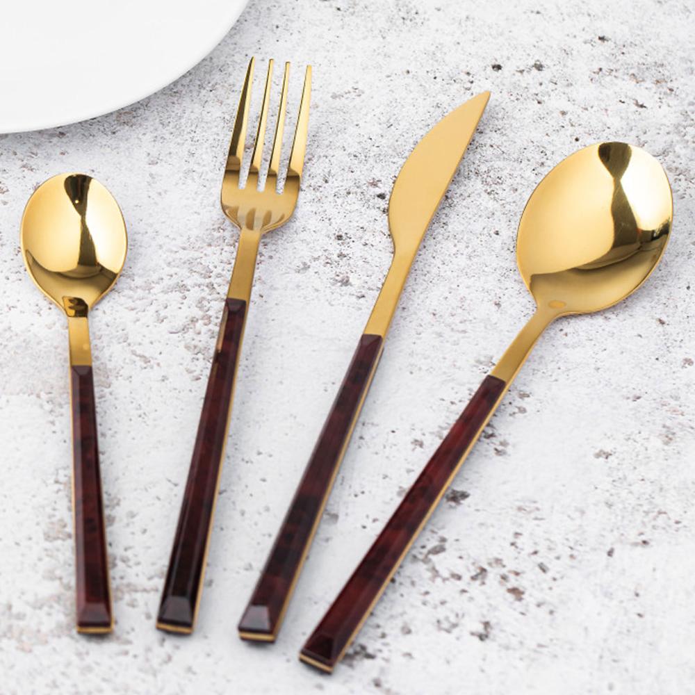 QVC Mikasa Set 16 posate acciaio inox manico effetto tartaruga