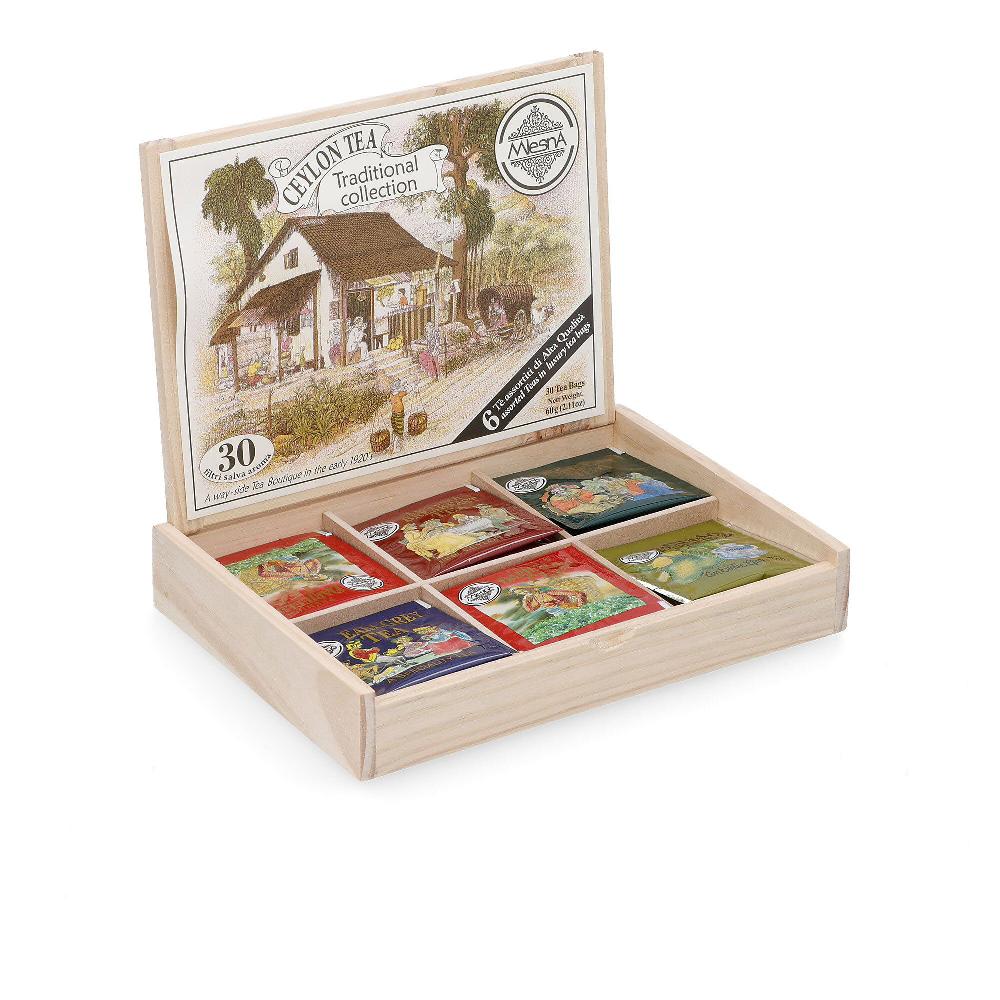 QVC MLESNA Scatola Regalo In Legno Con 30 Filtri Di Tè In 6 Gusti