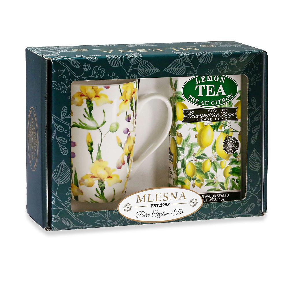 QVC Mlesna Vetrina verde: 30 filtri tè Ceylon al limone+ tazza