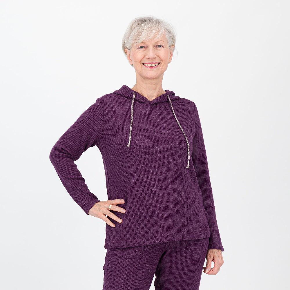 QVC Modern Soul by AnyBody Felpa con cappuccio jacquard di viscosa