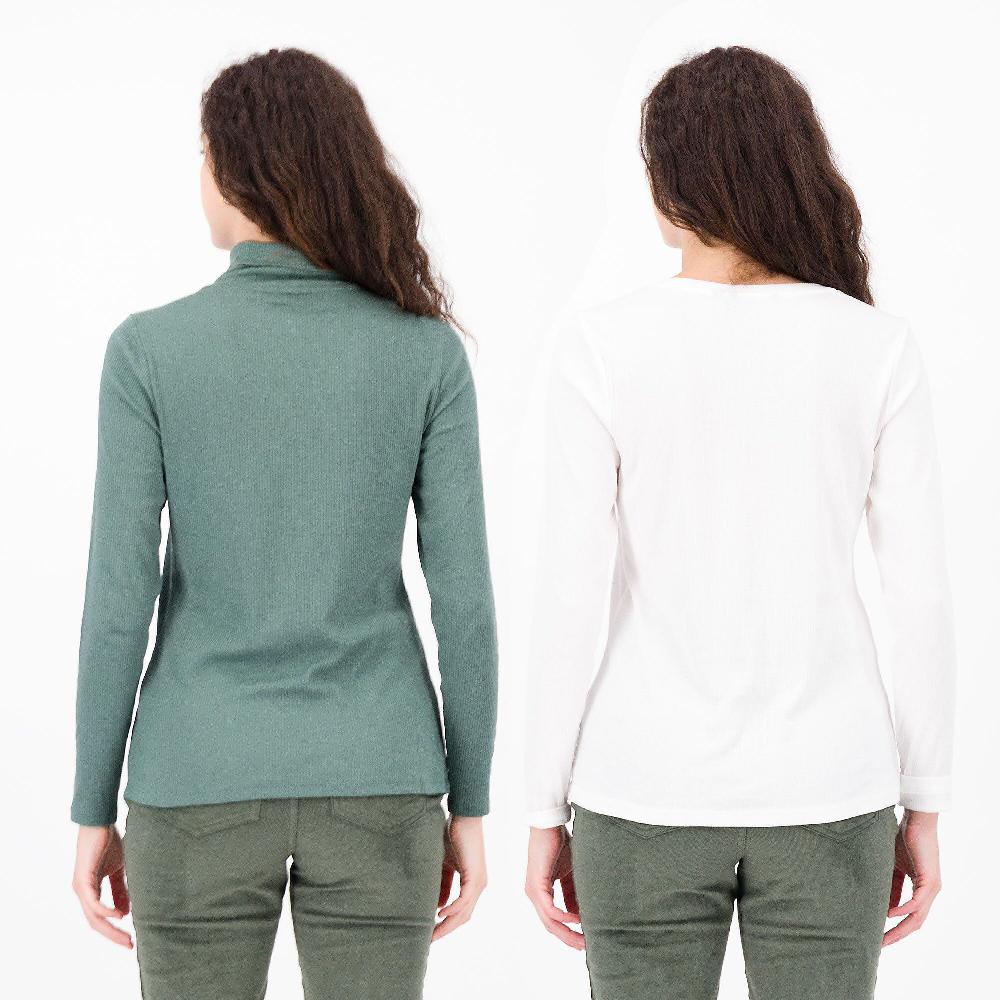QVC Modern Soul By AnyBody Set 2 Maglie A Manica Lunga A Coste