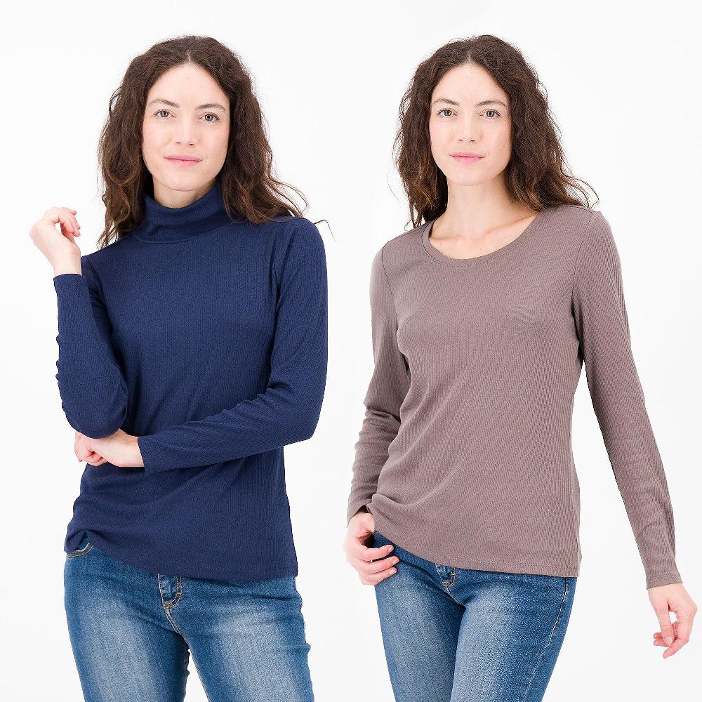 QVC Modern Soul by AnyBody Set 2 maglie a manica lunga a coste
